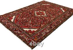 Tapis oriental en laine rouge vintage tribal floral 4'7X6'8 pour l'entrée du foyer