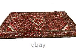 Tapis oriental en laine rouge vintage tribal floral 4'7X6'8 pour l'entrée du foyer