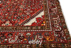 Tapis oriental en laine rouge vintage tribal floral 4'7X6'8 pour l'entrée du foyer