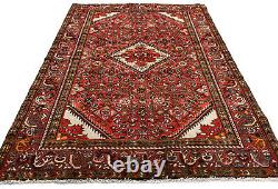 Tapis oriental en laine rouge vintage tribal floral 4'7X6'8 pour l'entrée du foyer