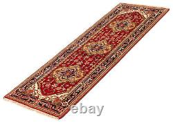 Tapis traditionnel en laine vintage bordé noué à la main 2'7 x 8'0