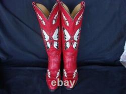 Tony Lama Vintage Red Butterfly Cowboy Boots Taille 27,5 États-unis 9,5- 10