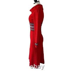 Tricot Picardo Robe Pull Taille Petite Vintage Tricot Rouge Ajusté Col Cowl Midi