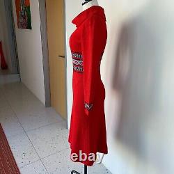 Tricot Picardo Robe Pull Taille Petite Vintage Tricot Rouge Ajusté Col Cowl Midi