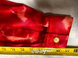 Tunique longue en soie vintage Escada avec imprimé brossé rouge orangé pêche - Taille 38 (10-12)
