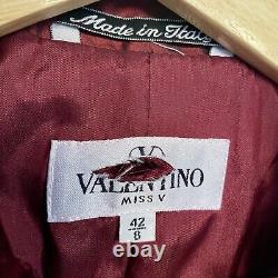 VALENTINO Vintage Miss V Blazer en velours bordeaux Taille 8