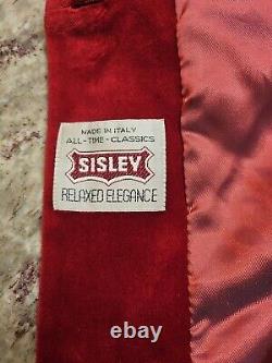 VINTAGE 1990 SISLEY FABRIQUÉ EN ITALIE/ CLASSIQUE INTIMPERNEL/ Costume en velours rouge profond/Taille moyenne