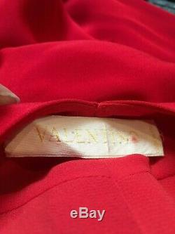 Valentino Vtg Deep Red V Agrémentée De Perles Cou Manches Maxi Slip Robe 42/6