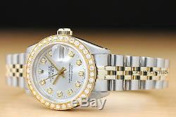Véritable Rolex Datejust Mesdames Argent Dial Diamond 18k Gold & Montre En Acier
