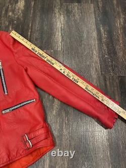 Véritable cuir vintage unisexe veste de moto en cuir rouge cerise pour femmes taille 46