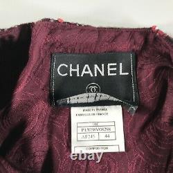 Veste Chanel Vintage Taille De Manteau 44 Violet Rouge Bourgogne Paillettes Front 2000