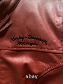 Veste En Cuir Rouge Pour Femmes Harley Davidson Vintage