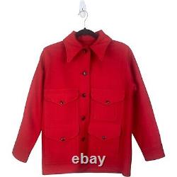 Veste Manteau en Laine Vierge Rouge Écarlate Vintage pour Femme Filson Taille 12