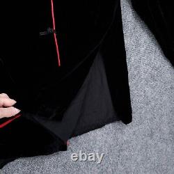 Veste Nira Nira pour femmes XL extra large en soie noire et rouge de style asiatique vintage à New York