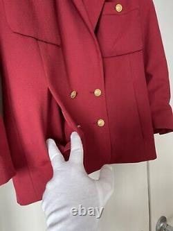 Veste Rouge Chanel Vintage Fr 40 CC Collection 18 1990s Double Breasted Blazer
