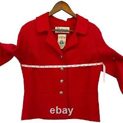 Veste Salzburger pour femme, grande taille, en laine Shetland rouge, vintage Trachten Wenger