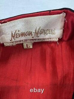 Veste Vintage Neiman Marcus en soie 100% pour femme, taille L, rouge brodée.