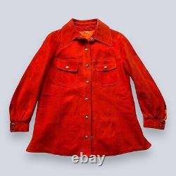 Veste Vintage en Cuir Velours des années 1960 pour Femme, Orange Rouge