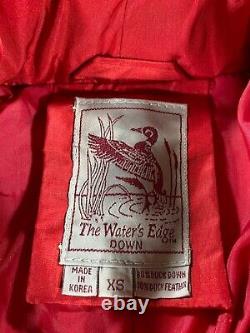 Veste Waters Edge Vintage pour femmes, taille extra petite, rouge, rembourrée de duvet de canard.