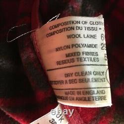 Veste à capuche en laine rouge vintage Montgomery Tibbett avec boutons à bascule, taille 38, Angleterre.