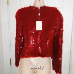 Veste/blazer en soie rouge Vintage Armani Collezioni avec sequins/paillettes NEUVE avec étiquettes