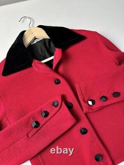 Veste de blazer vintage des années 70 pour femmes SAINT LAURENT, boutonnée en laine rouge taille M.