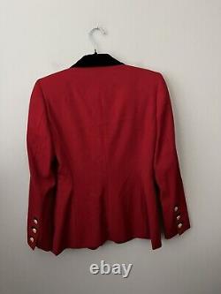 Veste de blazer vintage rouge en laine Escada pour femmes, fermeture à un bouton, boutons dorés