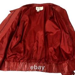 Veste de cuir rouge oversize rétro chic pour femme des années 80-90