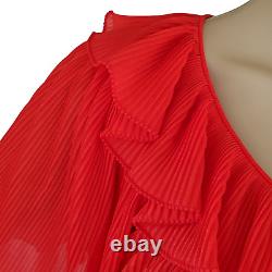 Veste de lit rouge plissée en accordéon pour femme de style Vintage des années 60 Nailotex Lingerie Boudoir.