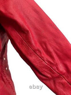 Veste de moto en cuir rouge sang des années 80 taille M