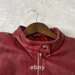 Veste de moto vintage Wilson en cuir Maxima rouge crème pour femme taille XL