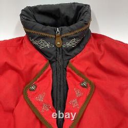 Veste de ski Obermeyer pour femme Petite 8 Rouge Broderie Ceinturée Vintage