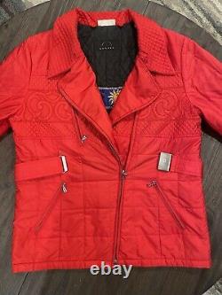 Veste de ski vintage BOGNER rouge à fermeture éclair intégrale pour femme, vêtement d'hiver.