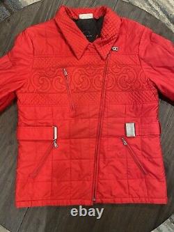 Veste de ski vintage BOGNER rouge à fermeture éclair intégrale pour femme, vêtement d'hiver.