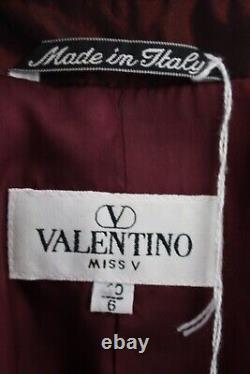 Veste de soirée en velours écrasé bordeaux à double boutonnage Valentino Vintage taille 6