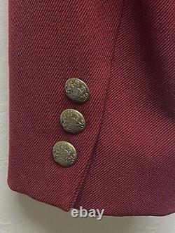 Veste de style militaire raccourcie DKNY Vintage années 1990 en laine rouge foncé/bourgogne