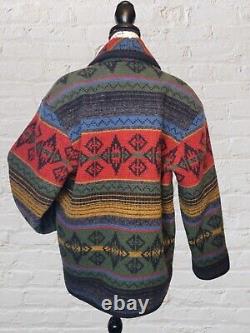 Veste de travail Woolrich USA en laine, taille SMALL, pour femme, motif aztèque sud-ouest, manteau châle.
