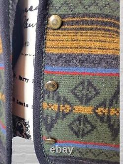 Veste de travail Woolrich USA en laine, taille SMALL, pour femme, motif aztèque sud-ouest, manteau châle.