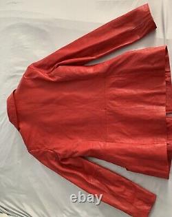 Veste en cuir Alfani vintage pour femme - Petit, cuir rouge véritable, fermeture éclair