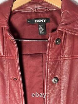 Veste en cuir DKNY rouge brûlé vintage taille 4 en excellent état