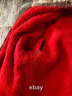 Veste en cuir faite à la main en Alaska pour Femme Taille M Doublée en Polaire Noir Rouge Iditarod