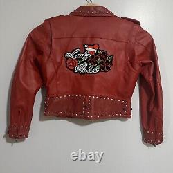 Veste en cuir rouge Harley-Davidson pour femme, style vintage de motarde, taille L