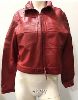 Veste en cuir rouge NYC JKT Hayden taille M MEDIUM BNWT $455 NEUF Look vintage Crop
