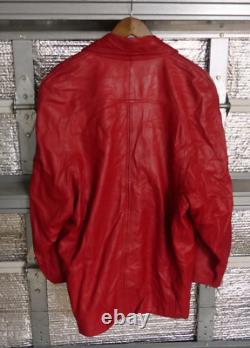 Veste en cuir rouge Vintage Vakko des années 1980 pour femme de taille moyenne