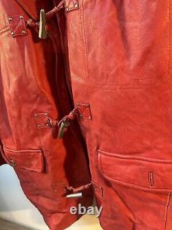 Veste en cuir rouge Vintage z Cavaricci pour femme taille Large (L2)