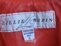 Veste en cuir rouge vintage Lillie Rubin pour femme, taille 6