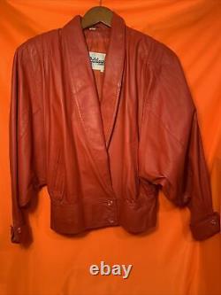 Veste en cuir rouge vintage Wilson de 1988, taille small, doublée des années 80