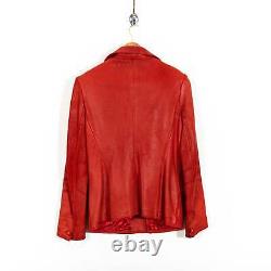 Veste en cuir rouge vintage à boutons multiples Gianni Versace avec poches pour femmes