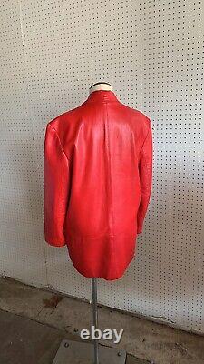 Veste en cuir rouge vintage des années 80 pour femmes