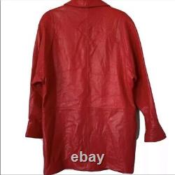Veste en cuir rouge vintage doublée taille M pour femme de Wilson avec poches avant